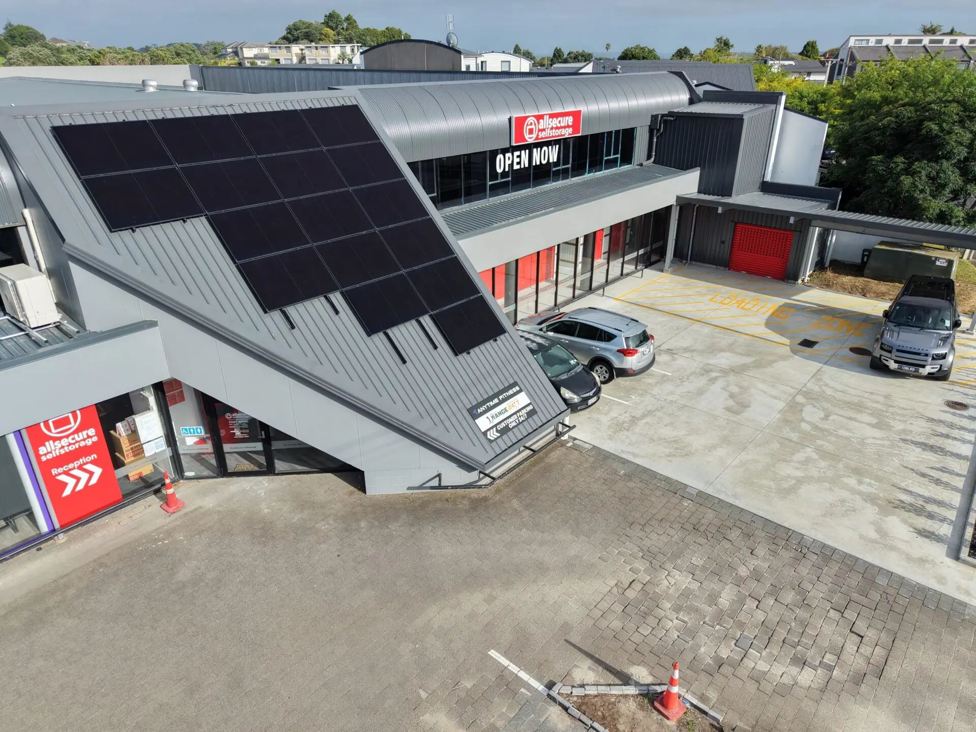 Solar modules on the All Secure mixed-use facility in Three Kings